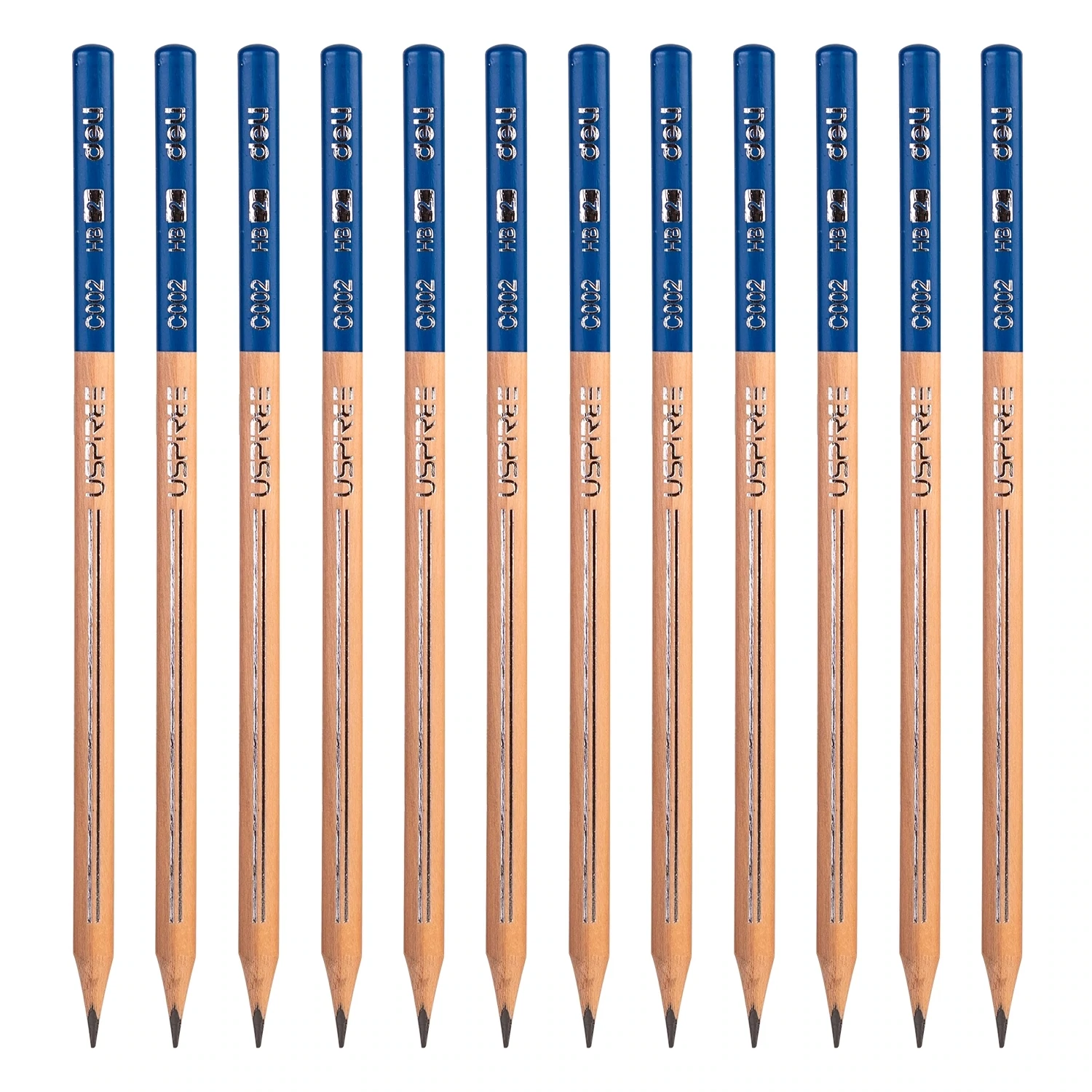 DELI C002-HB USPIRE Natural Wood-Grain HB Pencils (6-Dozen Wholesale)