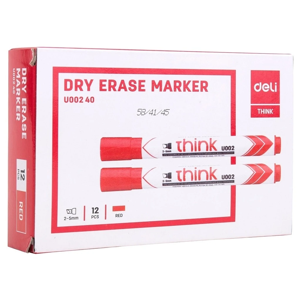 Deli U00240 dry erase white markers. RED