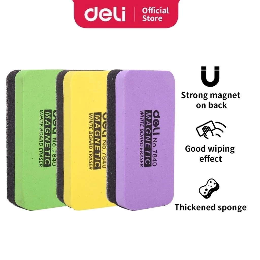 DELI E7840 magnetic whiteboard duster assorted colours