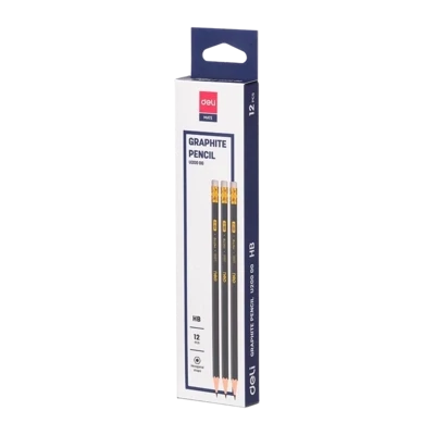 DELI U200 MATE HB Pencils with Rubber Tip 12PACK