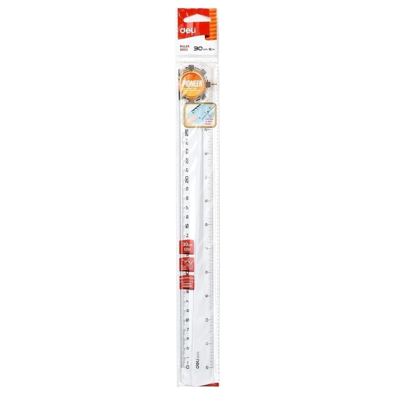 DELI G003 Durable Ruler 30cm (20-Pack): Precision &amp; Clarity (RULR17-WHOLESALE)