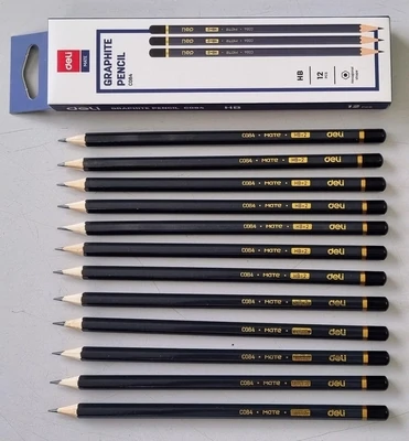 DELI C084 PREMIUM HB Graphite Pencils (6-Dozen Wholesale) - Sharpen Your Creativity in Bulk & Save!
