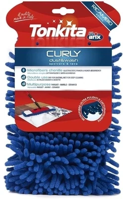 Tonkita Curly Set Flat Mop Refill TK790R - Microfiber Chenille Mop Head for Deep Cleaning