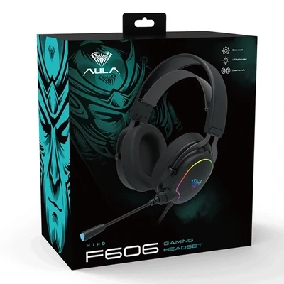 AULA F606 Gaming Headset with USB RGB Lighting: Immersive Audio and Powerful Bass
