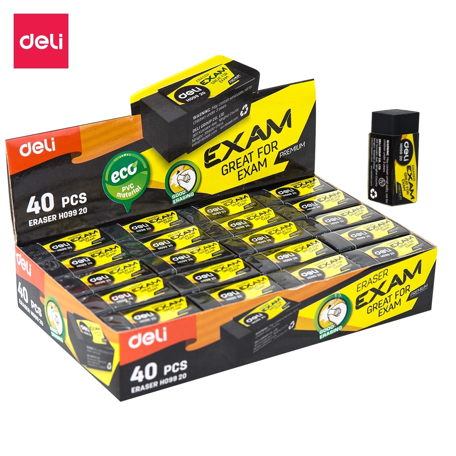 DELI H099 Premium Exam Eraser (Small) 40pcs pack