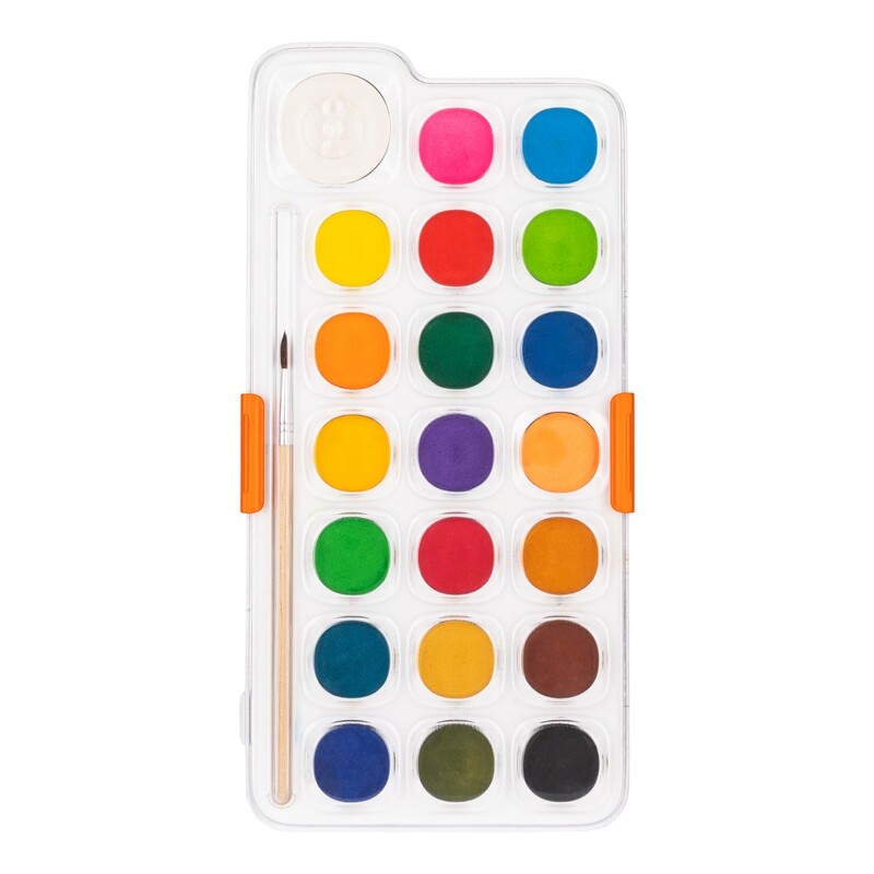 Deli C10-21 Watercolor Paints (21 Colors + Free Brush)