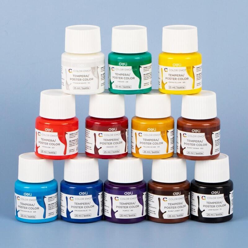 Gouache Paint Colours: Deli C14-12 Colors (25ml/Bottle)