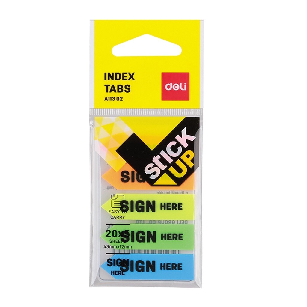 Deli A11302 Sign Here Index Tabs (43x12mm, Bright Colors) | Best Price Nairobi!