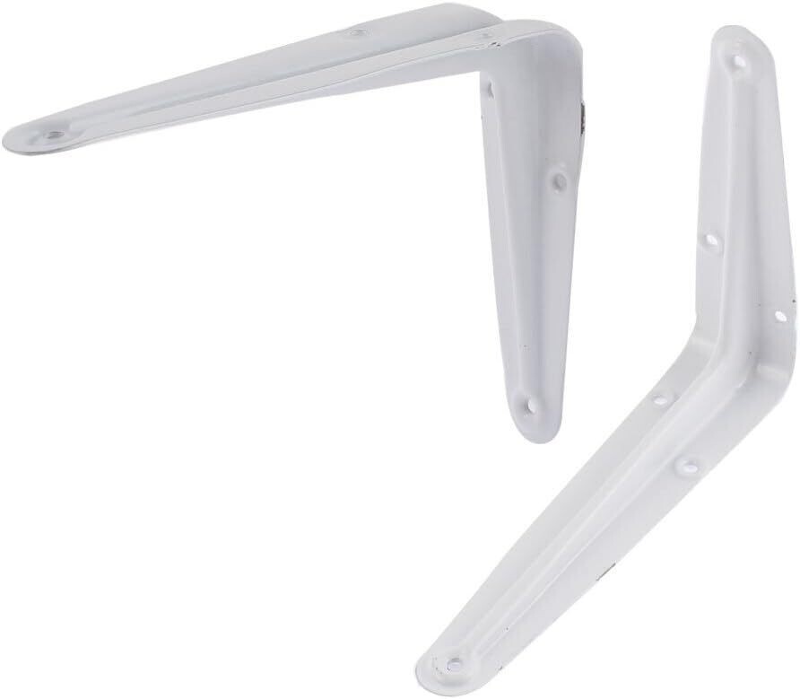 Anko Heavy Duty Shelf Brackets (2 Pack) | Wall Mount, Steel, White | 26cm x 20cm