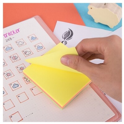 Deli A026 Neon Sticky Notes (4 Pads, 3&quot;x3&quot;, Repositionable)
