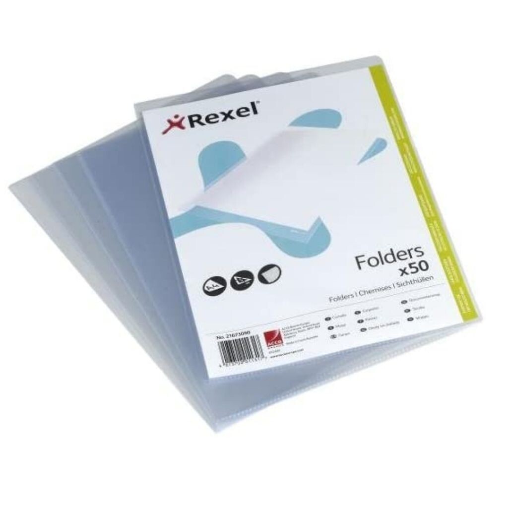 Rexel Copy-Safe L-Shape Folders (A4) 120MIC | Keep Documents Organized |#21673090