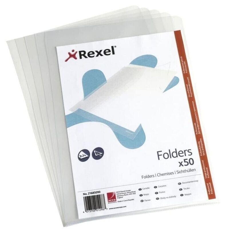Rexel L-Shape Folder (A4) | Crystal Clear &amp; Durable 150MIC #21685090