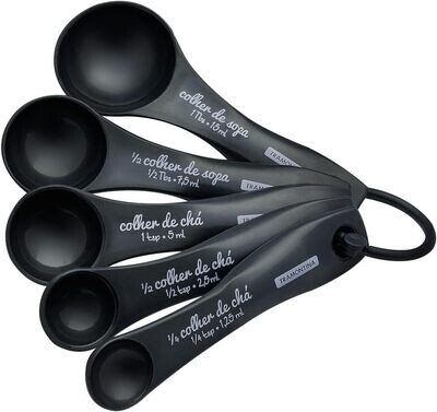 Tramontina Measuring Spoons Bakery Set of 5 Black Removable Seasoning 29899/061