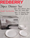 Danny Home White Dinner Set 24Pcs Ceramic Plates &amp; Bowls #New24w