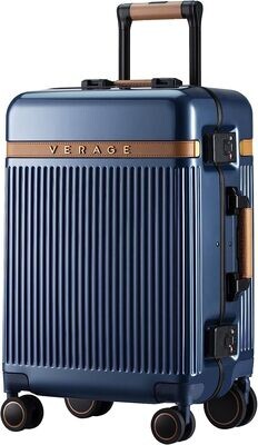VERAGE Windsor Aluminum 25 Inch Suitcase, Hardside Spinner, Anti theft TSA Lock (GM20076-25T Blue)