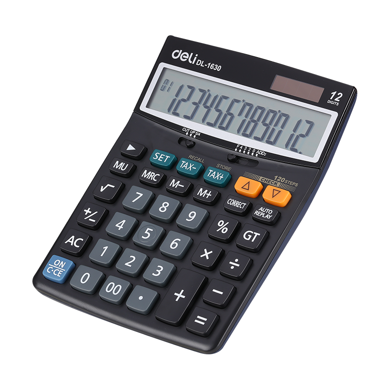 DELI E1630 Tax Pro Calculator | 12-Digit Display, Tax &amp; Check Functions