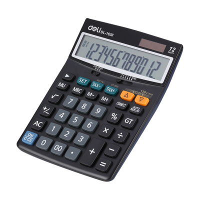 DELI E1630 Tax Pro Calculator | 12-Digit Display, Tax & Check Functions