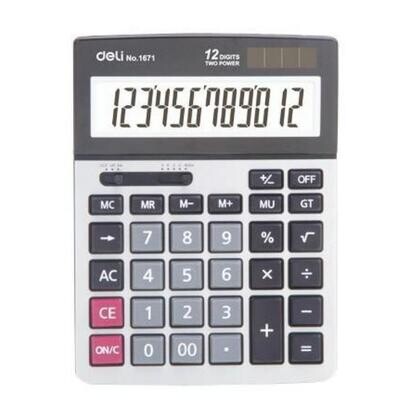DELI E1671 Executive Calculator | 12-Digit Display, Metal Body, Dual Power