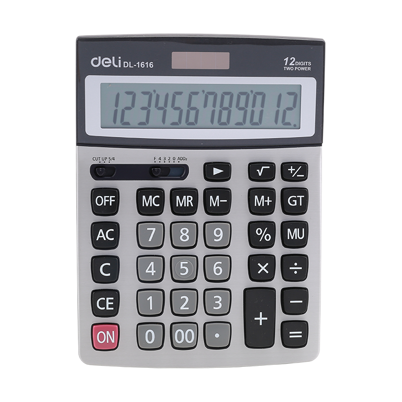 DELI e1616 Stronghold Calculator | 12-Digit Display, Metal Body, Dual Power
