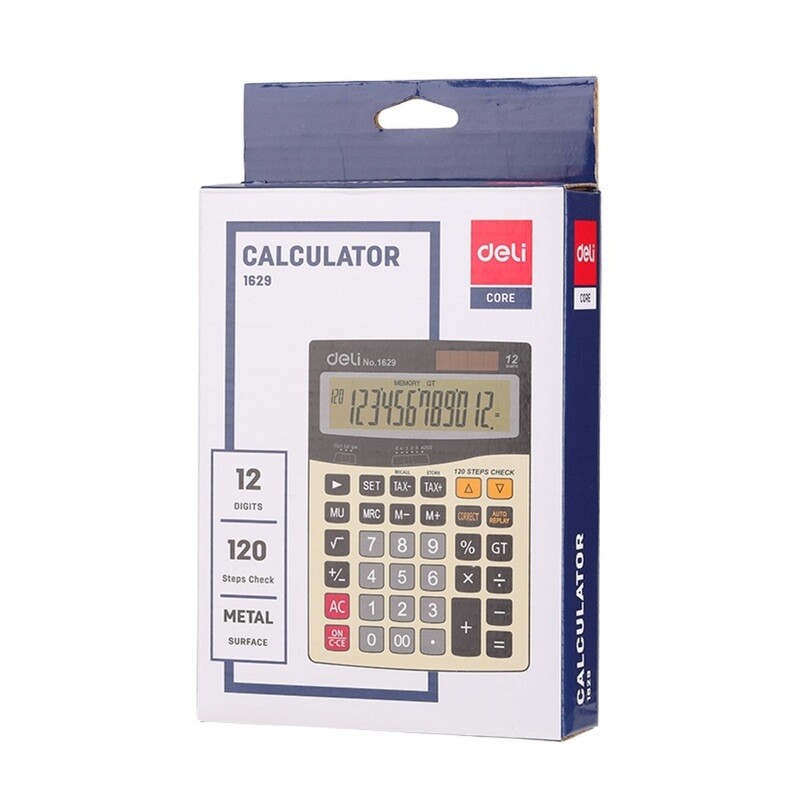 DELI E1629 Tax Calculator  Commander  | 12-Digit Display, 120-Step Check, Tax Function