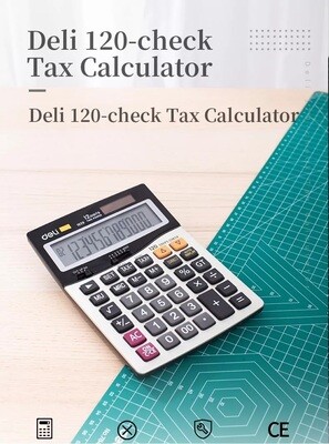 DELI E1629 Tax Calculator Commander | 12-Digit Display, 120-Step Check, Tax Function