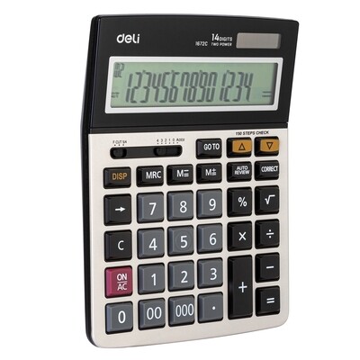 DELI E1672C Gold Standard Plus Calculator | 14-Digit Display, 150-Step Check