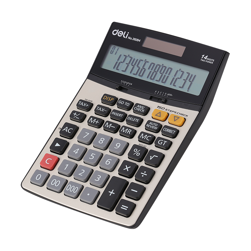DELI e39264 Taxmaster Pro Calculator | 14-Digit Display, Tax &amp; Check Functions