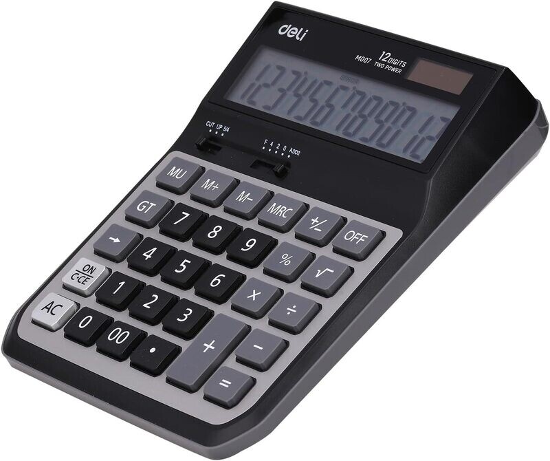 DELI M007 Everyday Calculator | Basic Functions, Large Display (Grey/Black)