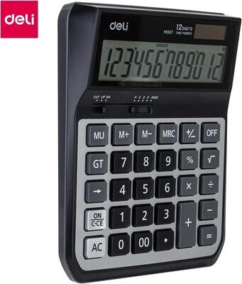 DELI M007 Everyday Calculator | Basic Functions, Large Display (Grey/Black)