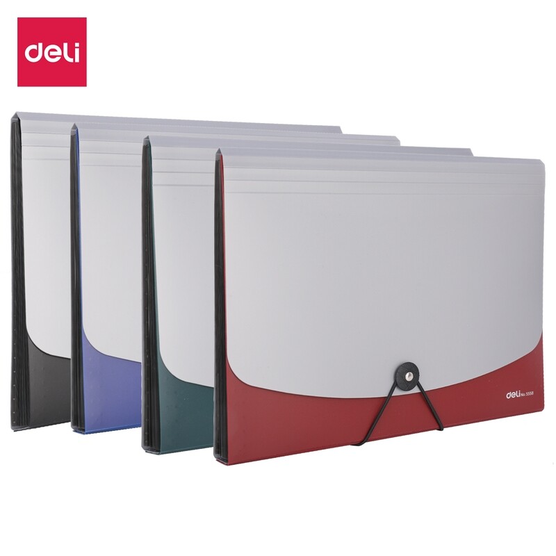 Deli E5558 A4 13 Pockets Expanding File with Elastic Closure, Assorted
