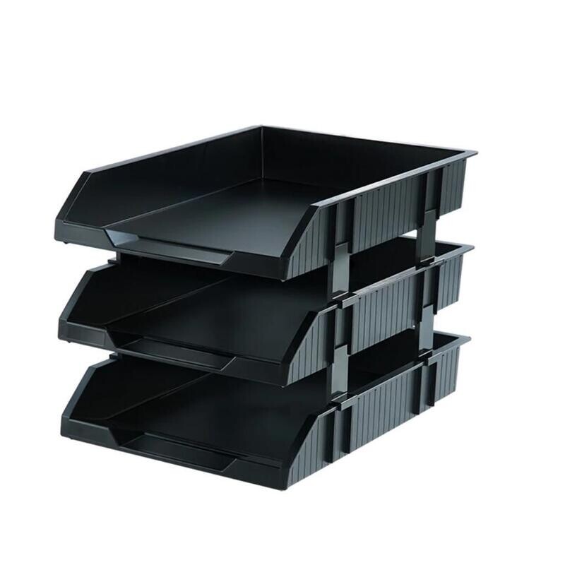 DELI Powerhouse Desk Organizer | 3-Tier Tray, Black (E9206)