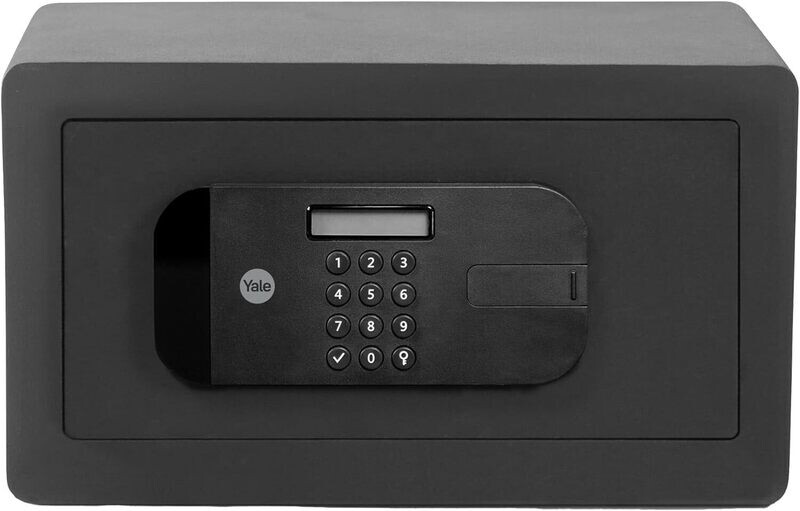 Yale YSEB/200/EB1 Motorised High Security Compact Safe - Digital Pin Code Access, Laser Cut Door &amp; Lockdown Function + Override Key, Wall/Floor Mounting Bolts - Int Dims: 192 x 345 x 145 mm