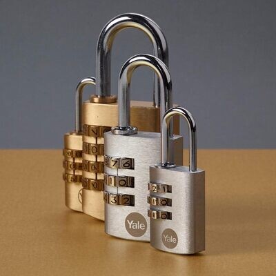 Yale Y150/22/120/2 Brass Combination Padlock, 22mm, Pack of 2, Suitable for Gym lockers and Luggage