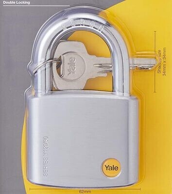 Yale Y120/60/135/1 VP Satin Chrome Padlock with 3 Keys, 60mm,Silver