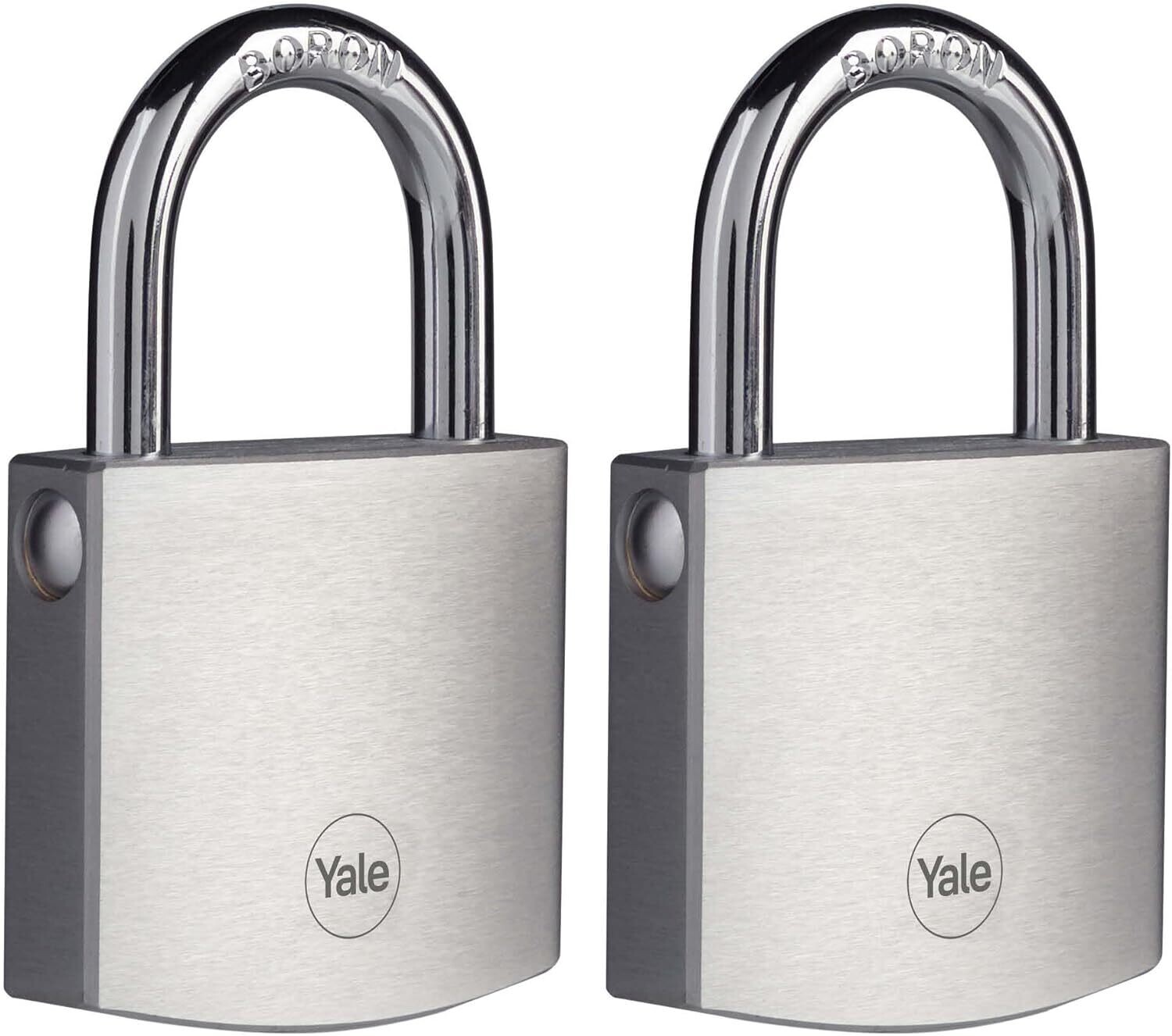 Yale Y120DB/50/127/2 50mm Brass Padlock with Chrome Finish 2 Pack of 2, Reversible Key