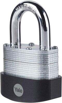 Yale Y125B/60/133/1 - Laminated Steel Padlock (60mm) - Outdoor Hardened Steel Shackle Lock for Shed, Gate, Chain - 3 Keys - HIGH Security