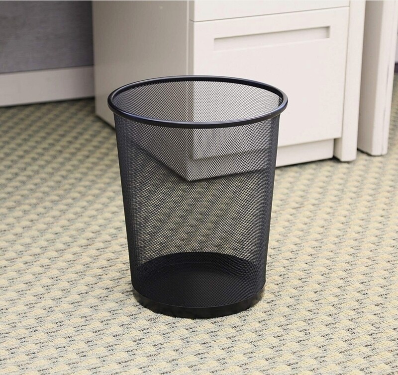 Mesh Stationery-Large Trash Can, Round 295x240x348MM Black #5002