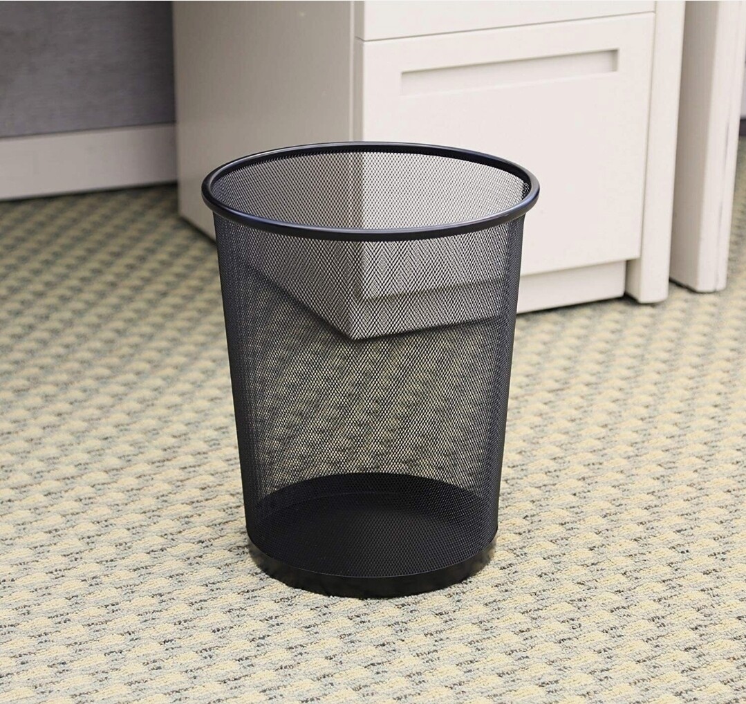 Mesh Stationery-Large Trash Can, Round 295*240*348MM Black #5002