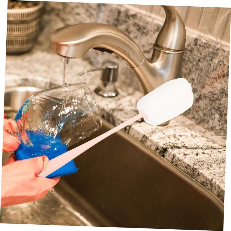 HEALLILY Glass Carafes 2 Pcs Cup Brush Handle Cleaning Brush Glass Cleaning Tool Bottle Brush Brush Bottle Brush Cleaner Water Bottles Cleaning Pacifier Cleaner Sponge Soft Suite Baby TPR
