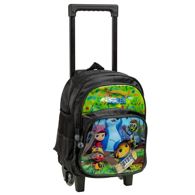 Kings Collection Roll &amp; Go Trolley Backpack 1026TNB: Easy Transport for School (Black, Navy, Royal Blue)