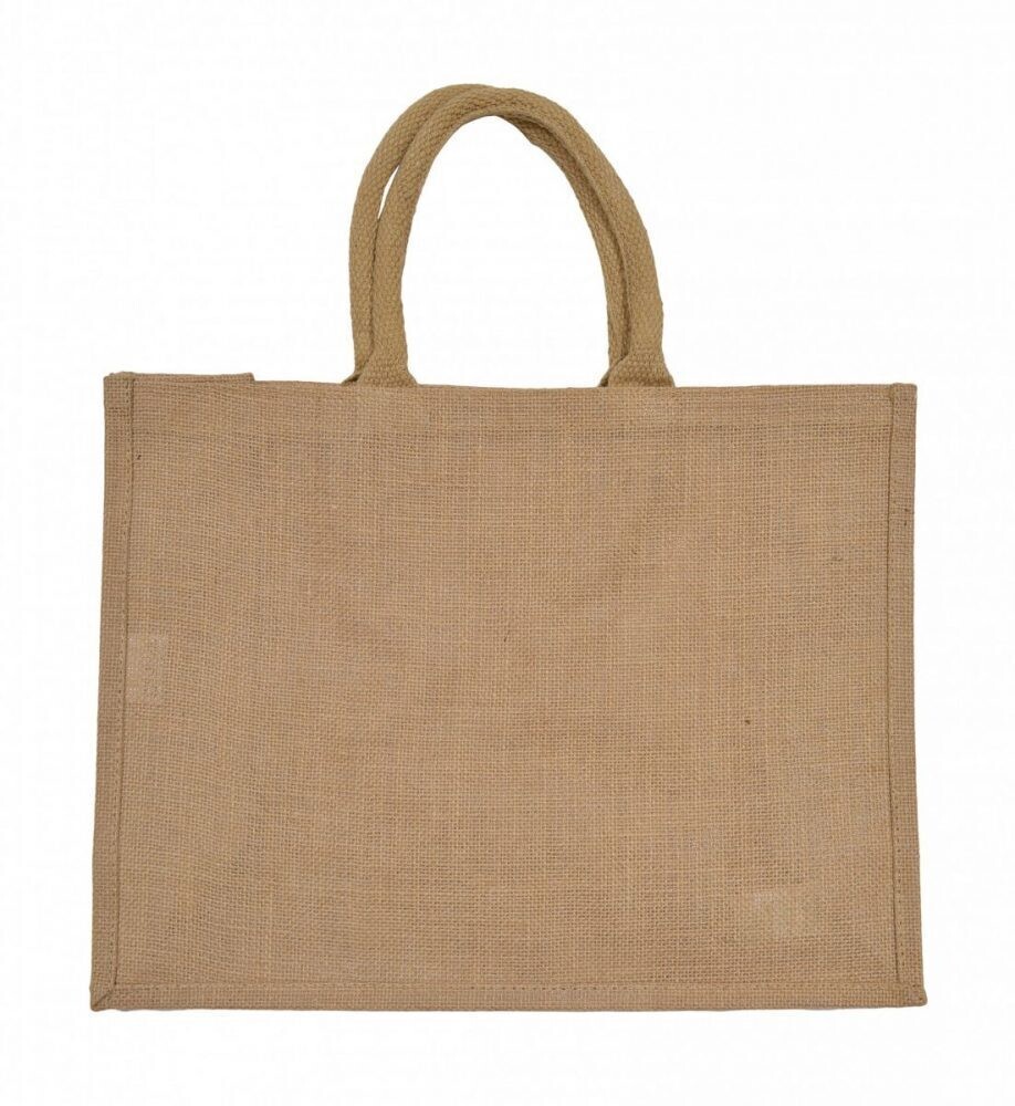 Kings Collection Eco Jute Gift Bags (Landscape 13.5x17.5&quot;) - Sustainable Gifting (LT Brown &amp; White)
