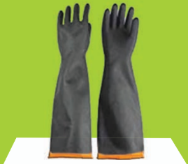 Safety Rubber Gloves Heavy With Orange Inside 14&#39;&#39;