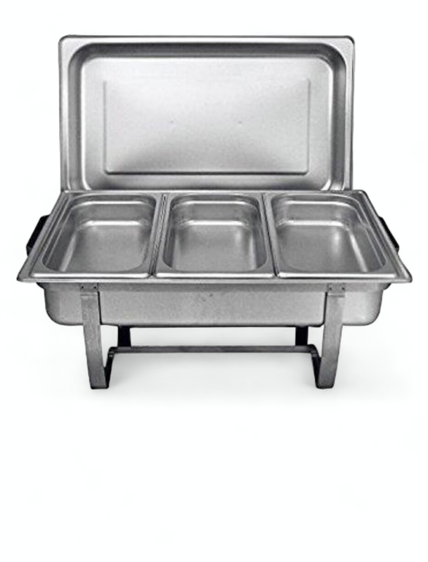 Signature chaffing dish for catering 3 compartments 9L food warmer. Insert &amp; fuel jar spares sold at anko retail