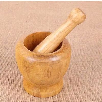 Bamboo Mortar And Pestle Spice Herbs Grinding Bowl