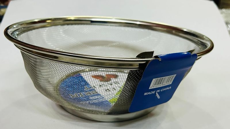 Stainless Steel Taller Brim Basket for Fruits and Vegetables Serving/Washing Basket (25 CM) for Kitchen