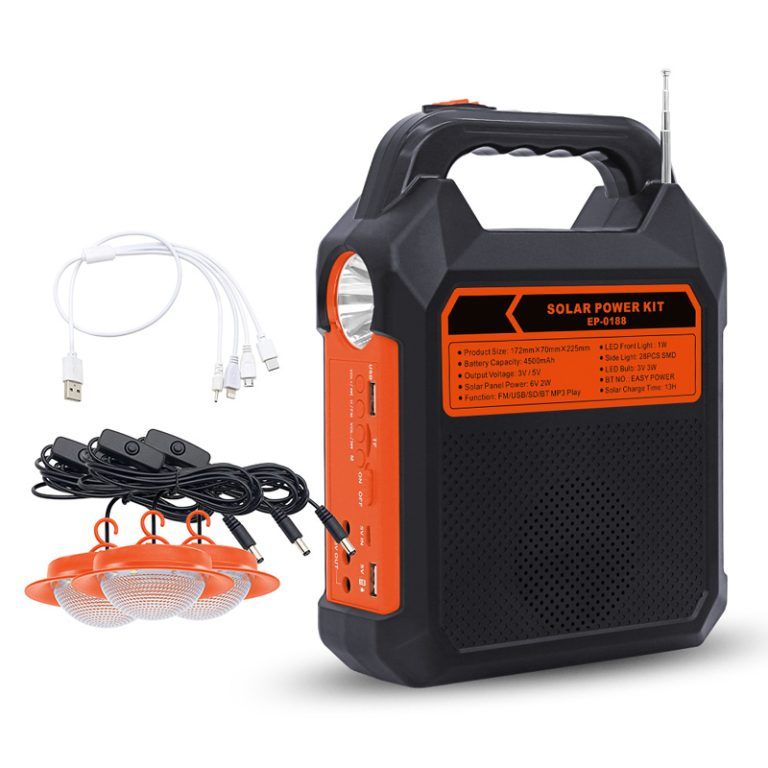 DP Light Solar Light System DP-8008 with Speaker &amp; FM Radio, Bluetooth, Phone Charger