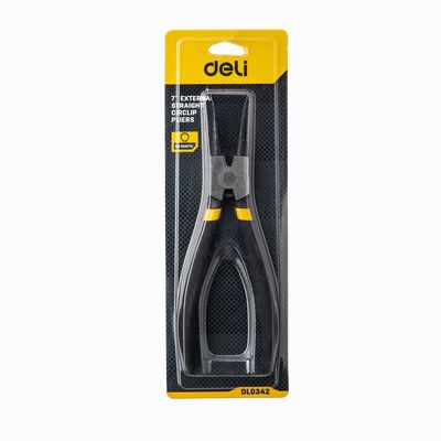 Deli EDL0342 Straight Exterior Circlip Pliers (7-Inch, Yellow)