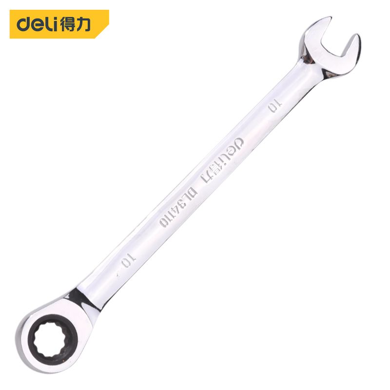 Deli Tools DL34110 Mirror Dual-purpose Ratchet Wrench 10mm (Silver) (Handle)