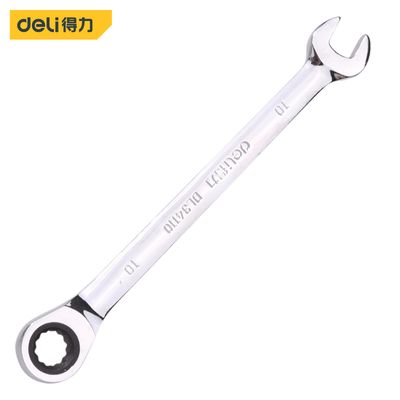 Deli Tools DL34110 Mirror Dual-purpose Ratchet Wrench 10mm (Silver) (Handle)
