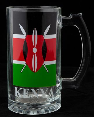 Kenya Flag Glass Beer Mug - Enjoy Your Beverage with Kenyan Pride (450ml)